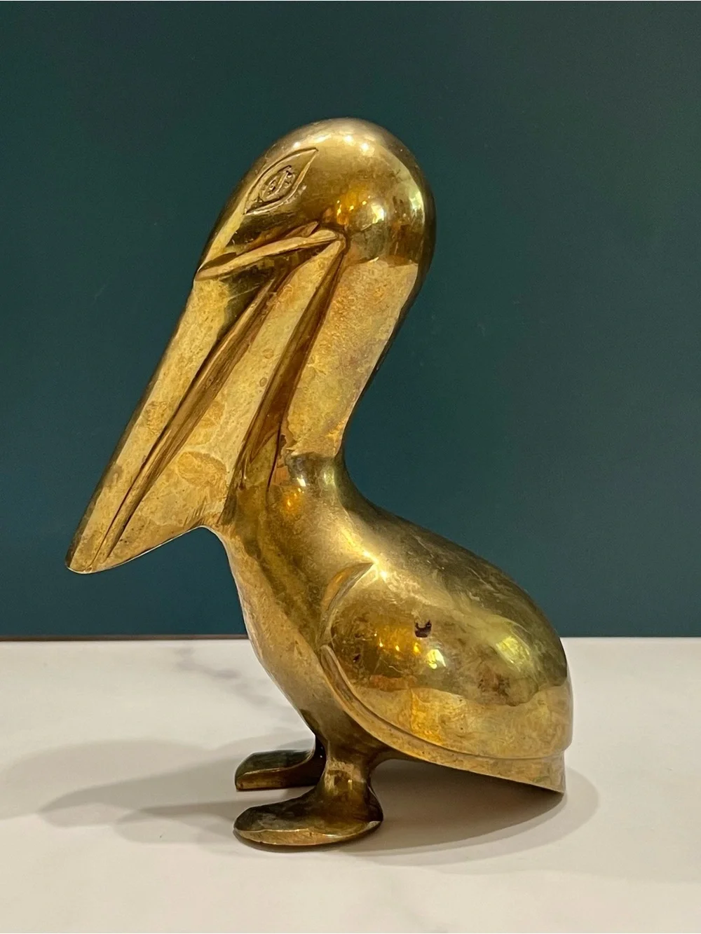 Vintage Brass Pelican Figurine Mid Century Modern Hollywood Regency Decor 6” - Picture 3 of 6
